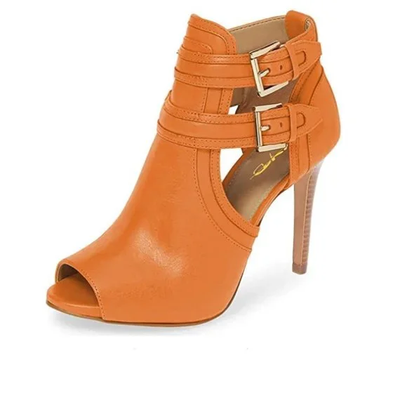 Orange peep toe booties hot sale
